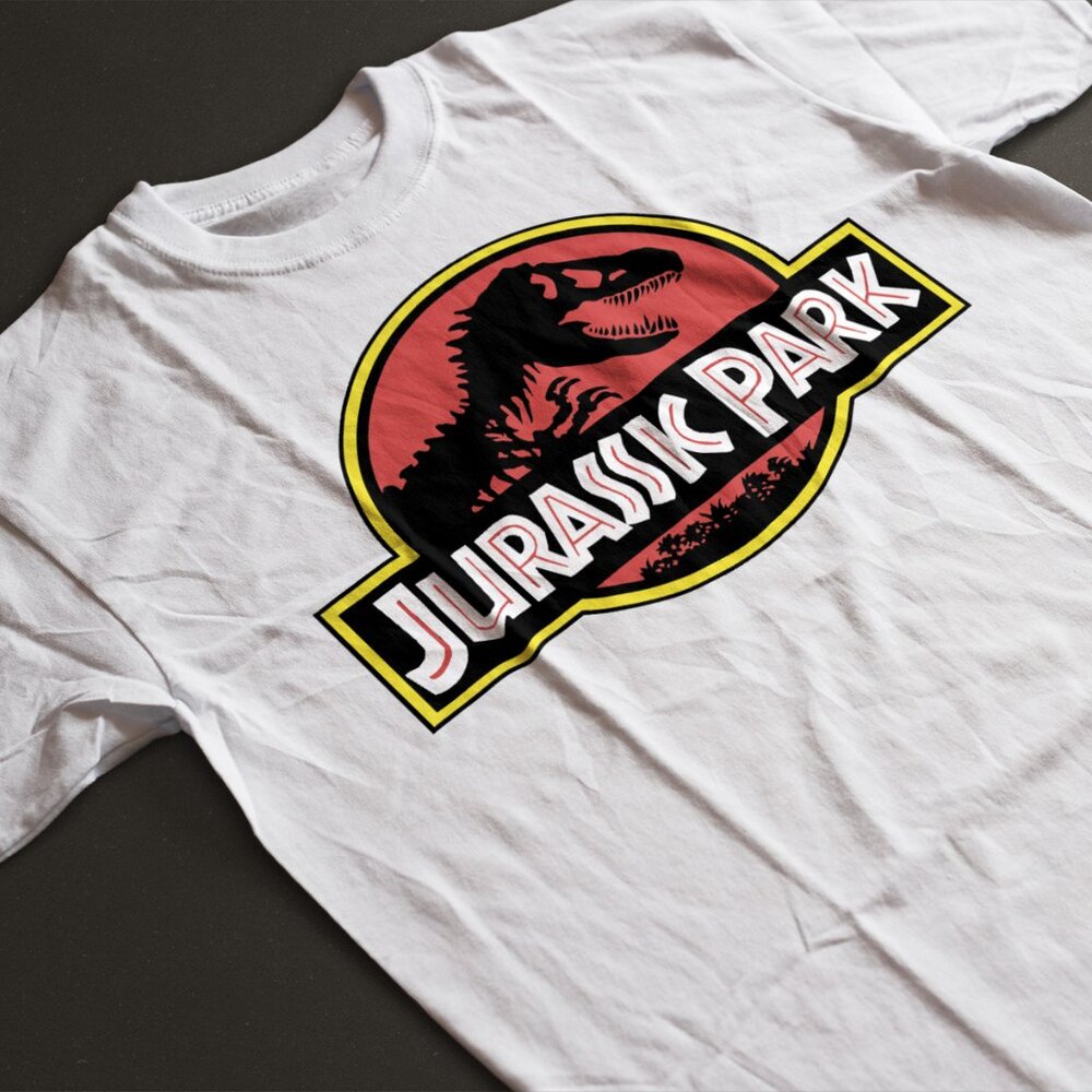 Retro 90s Movie Style Shirt. Jurassic Park Shirt. White. S-XL. Fast Shipping!